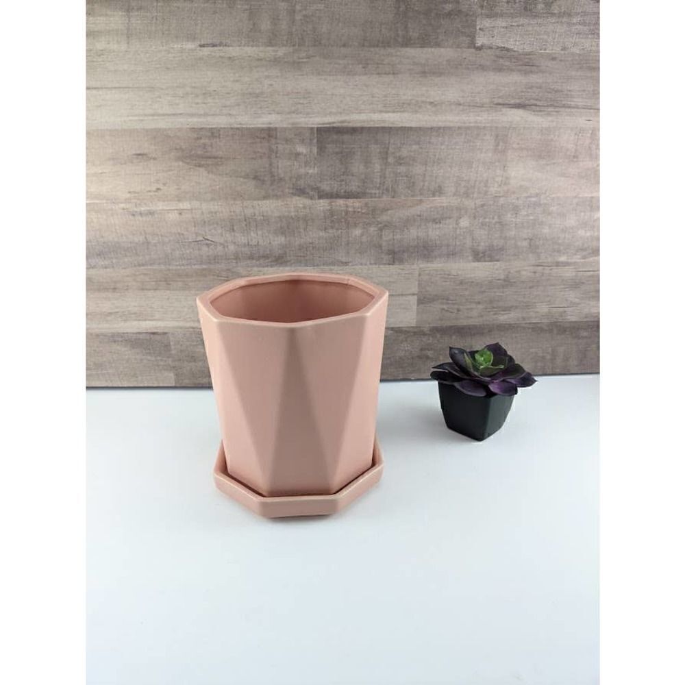 Geometric Ceramic Indoor Plant Pot Pink
